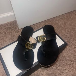 Black Gucci thong sandals size 8